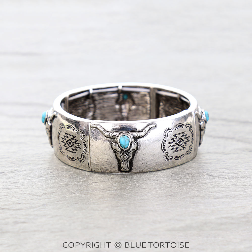 Western Steerhead Semi Stone Stretch Bracelet