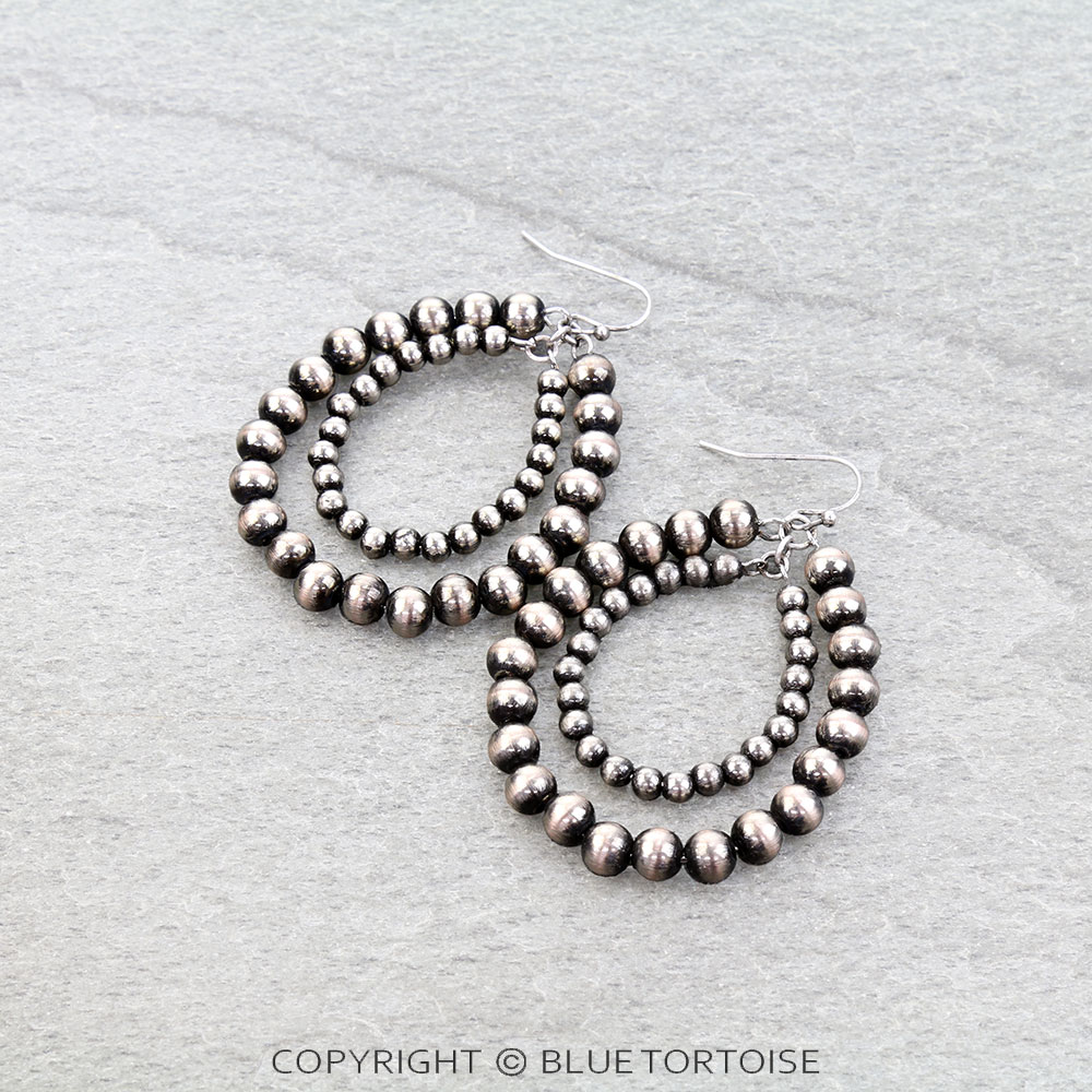 Navajo Style Pearl Teardrop Dangle Earrings