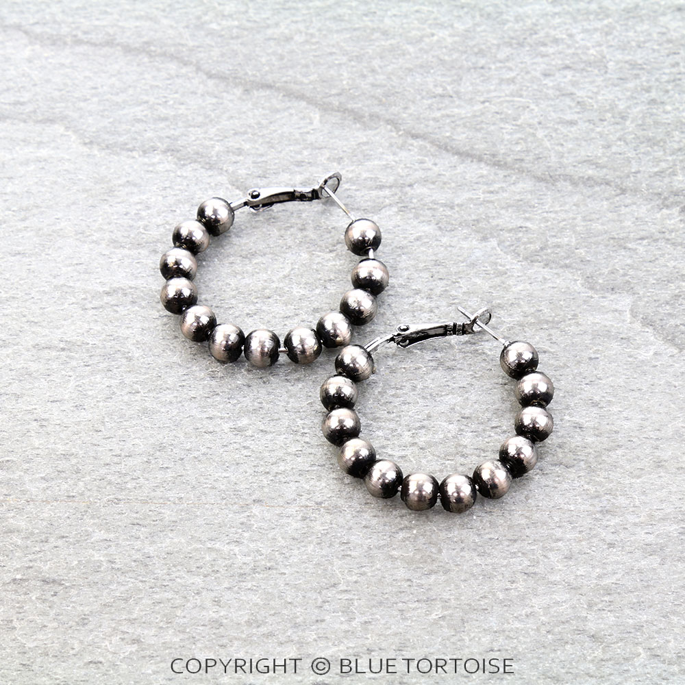 1.25" Navajo Style Pearl Hoop Earrings