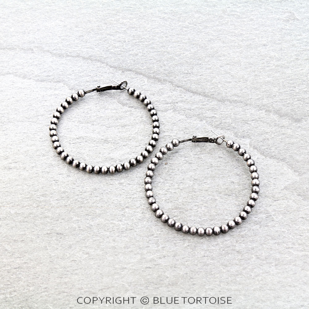 2" Navajo Style Pearl Hoop Earrings