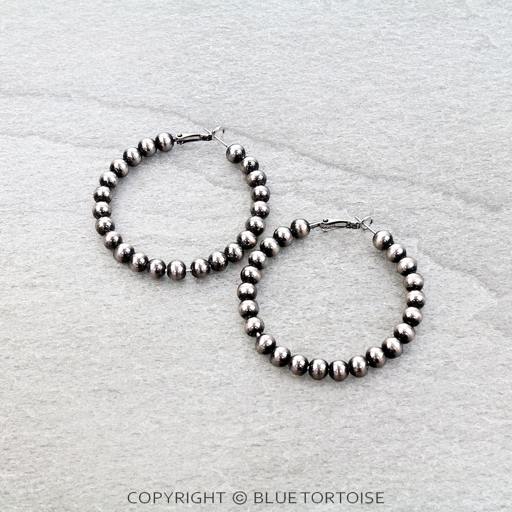 2" Navajo Style Pearl Hoop Earrings