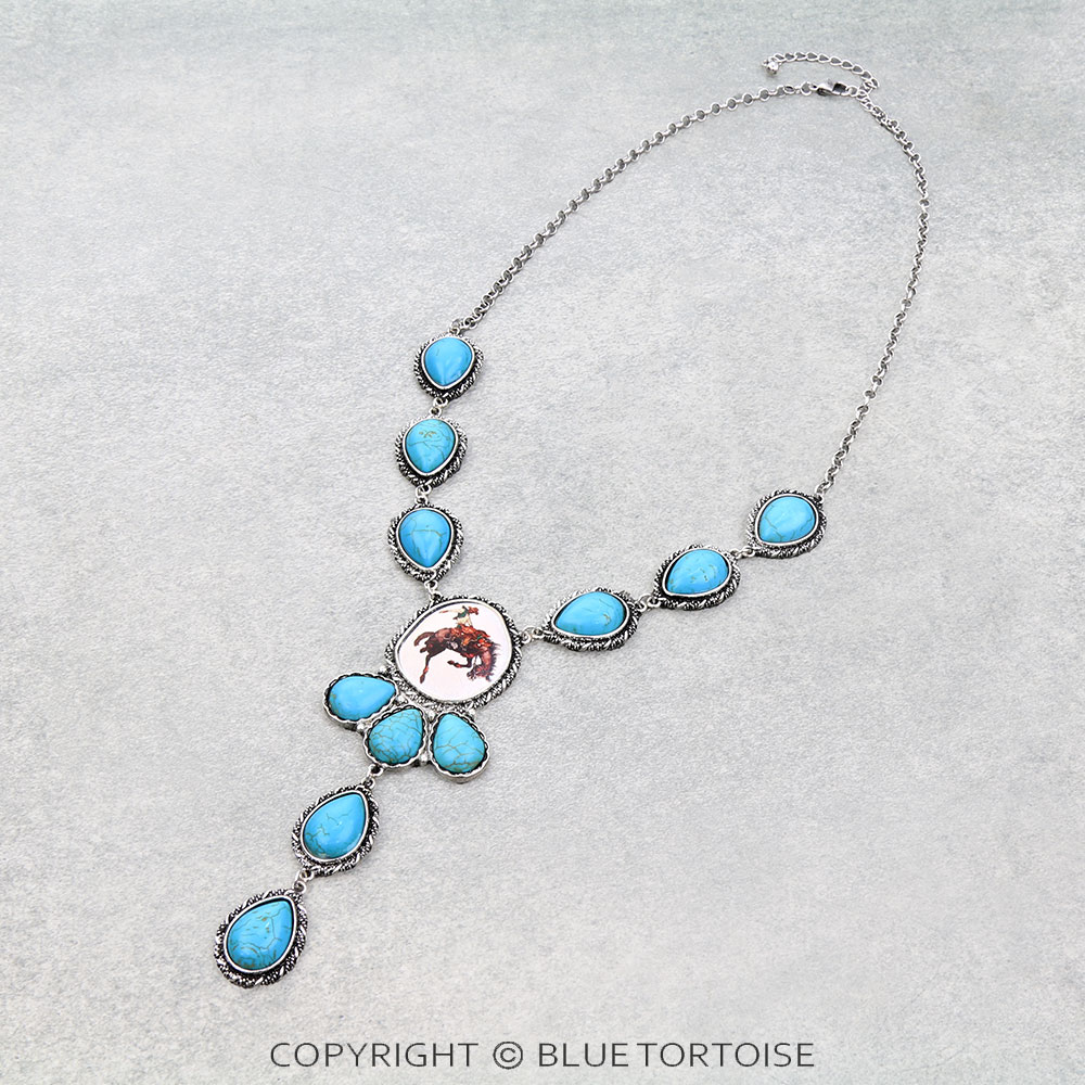 Western Rodeo Print Stone Y Necklace