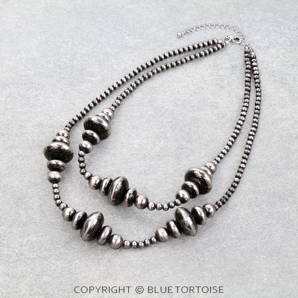 2 Layered Navajo Style Pearl Necklace