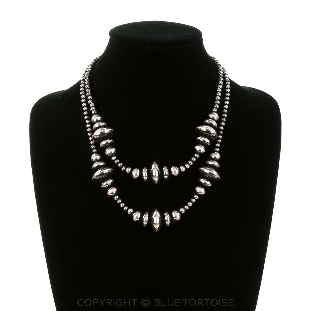 2 Layered Navajo Style Pearl Necklace - Image 2