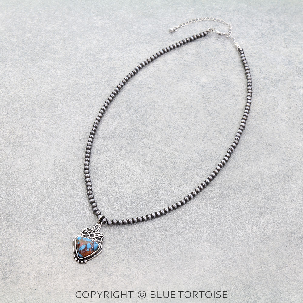 Western Boot Stitch Stone Necklace