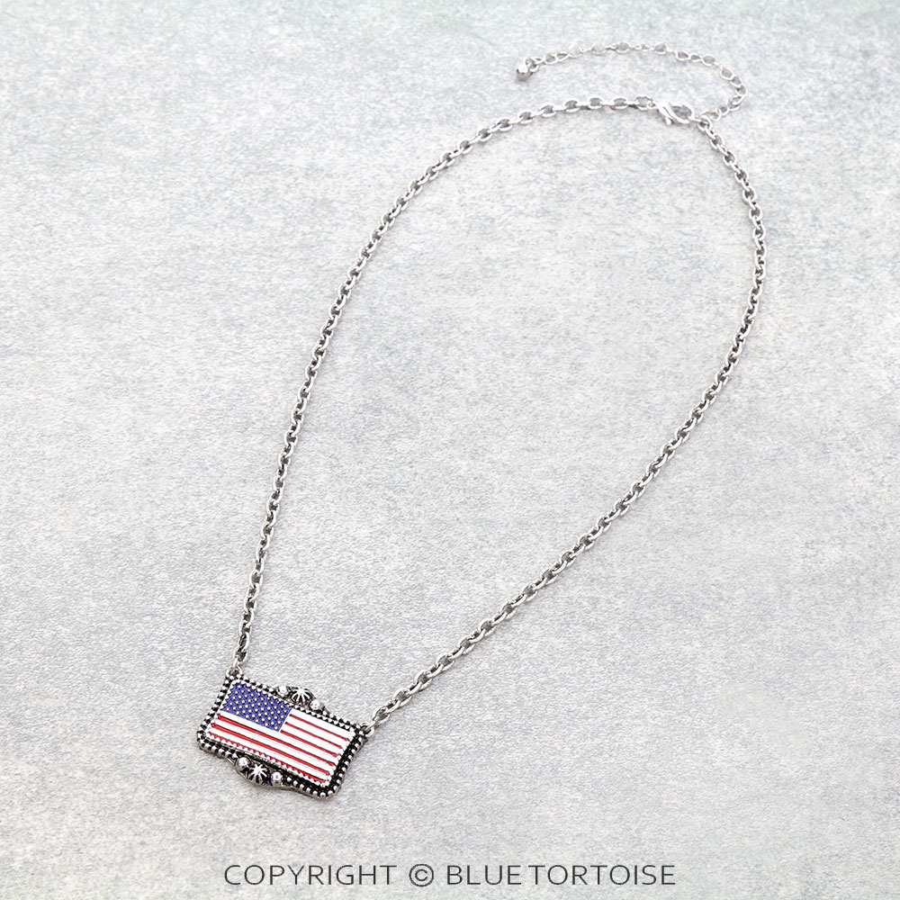 Western TXR US Flag Pendant Necklace