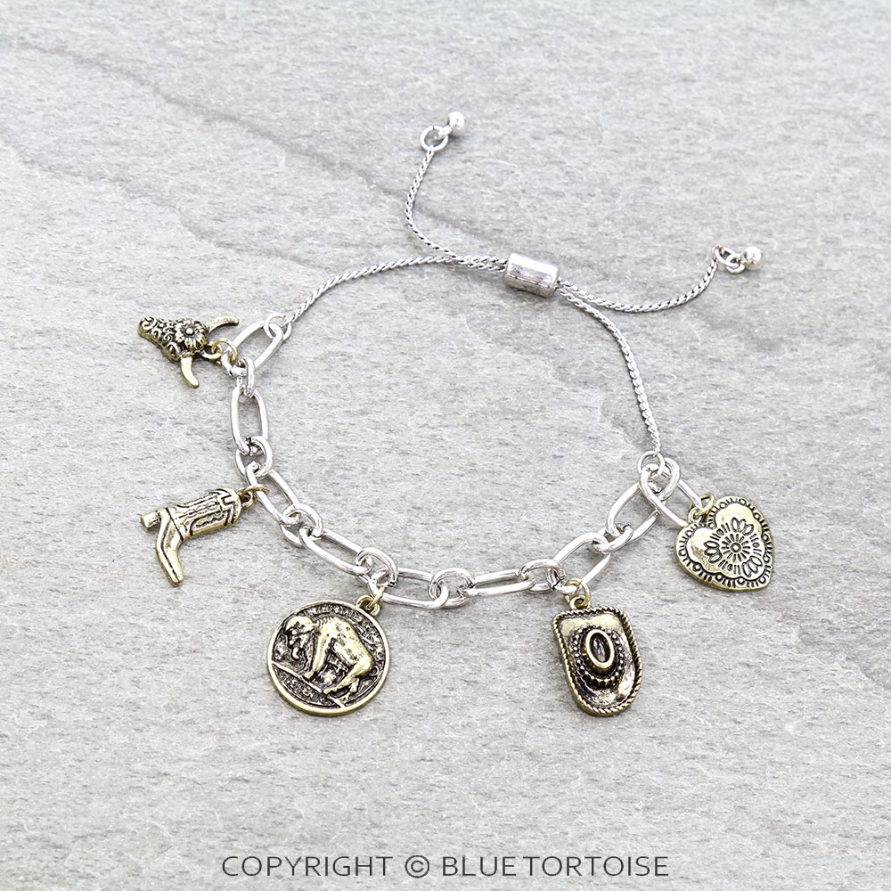 Western Multi Charm Adjustable Bracelet
