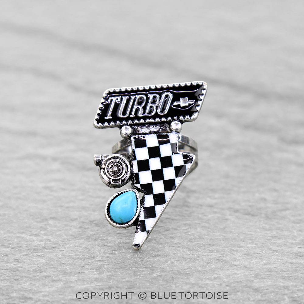 Turbo Checkered Thunder Cuff Ring