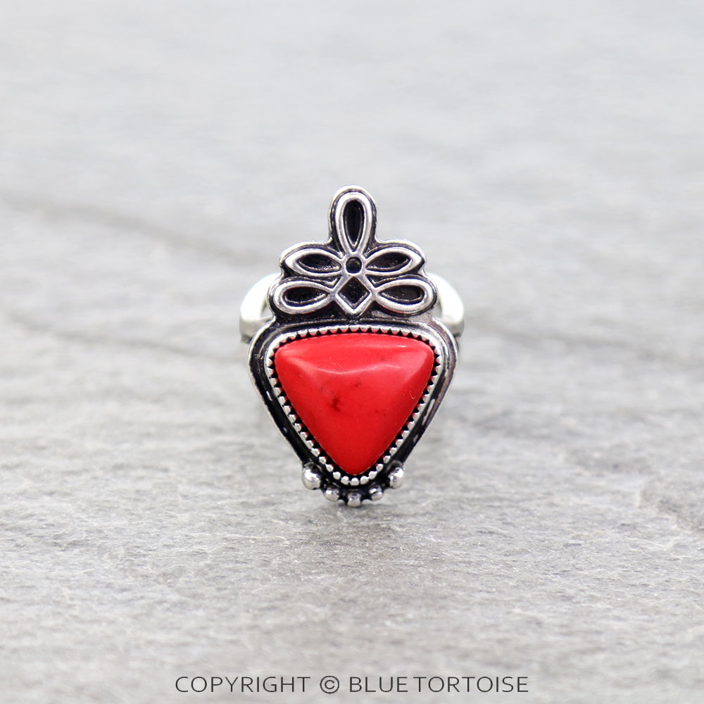 Western Boot Stitch Stone Cuff Ring