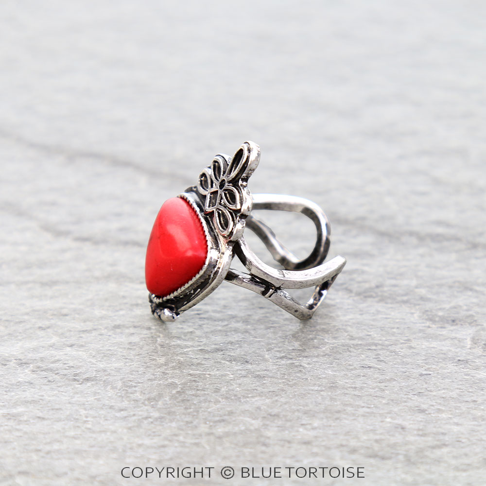 Western Boot Stitch Stone Cuff Ring - Image 2