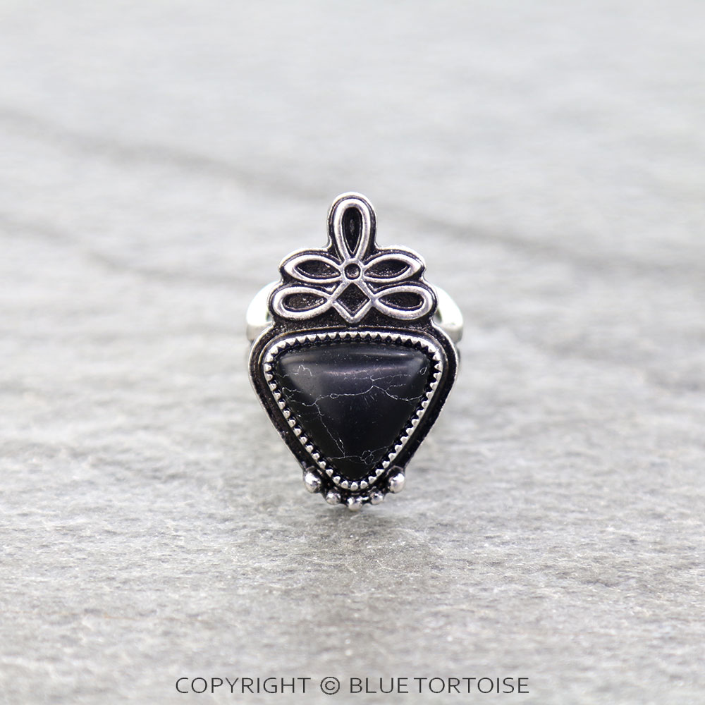 Western Boot Stitch Stone Cuff Ring