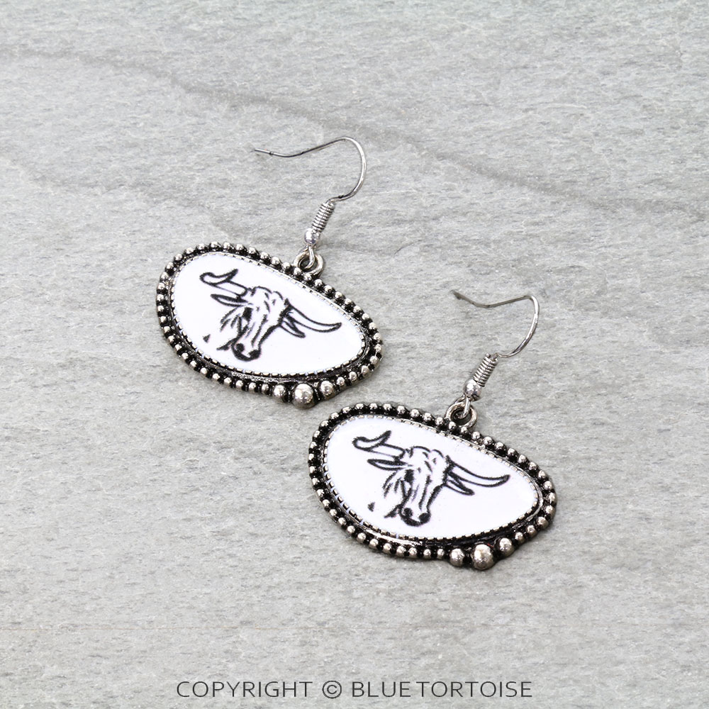 Western Steerhead Printed Dangle Earrings
