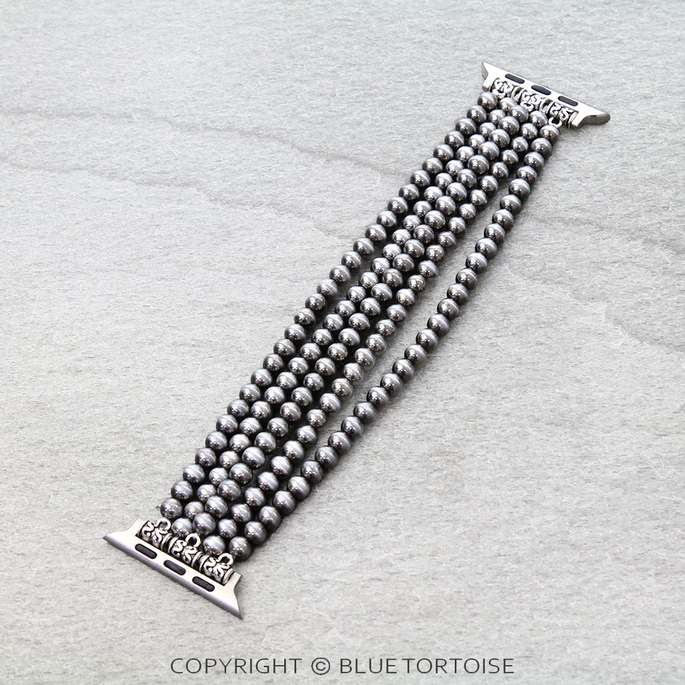 Large Western Navajo Style Pearl Stretch Apple Watch Band
