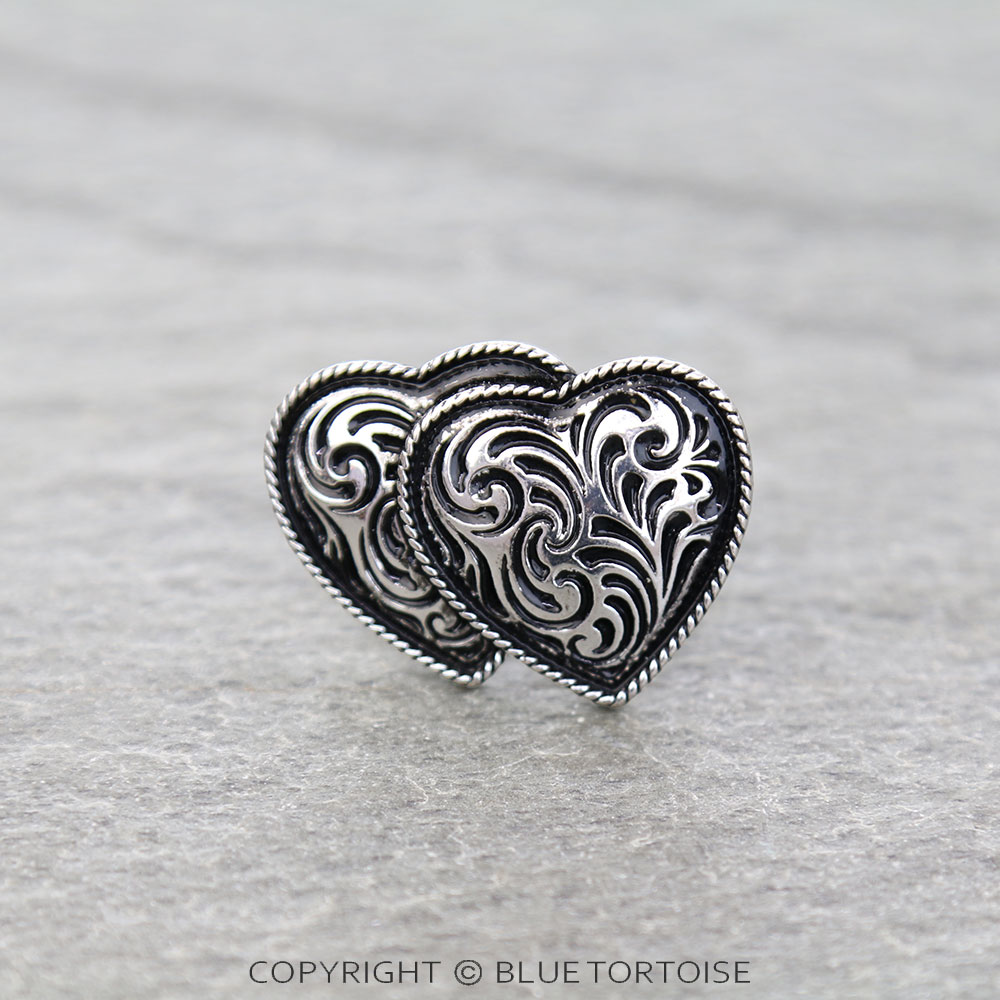 Western Double Heart Cuff Ring