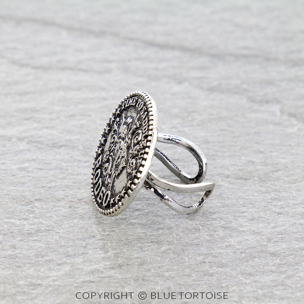 Western Time To Saddle Rodeo Cuff Ring - Image 2