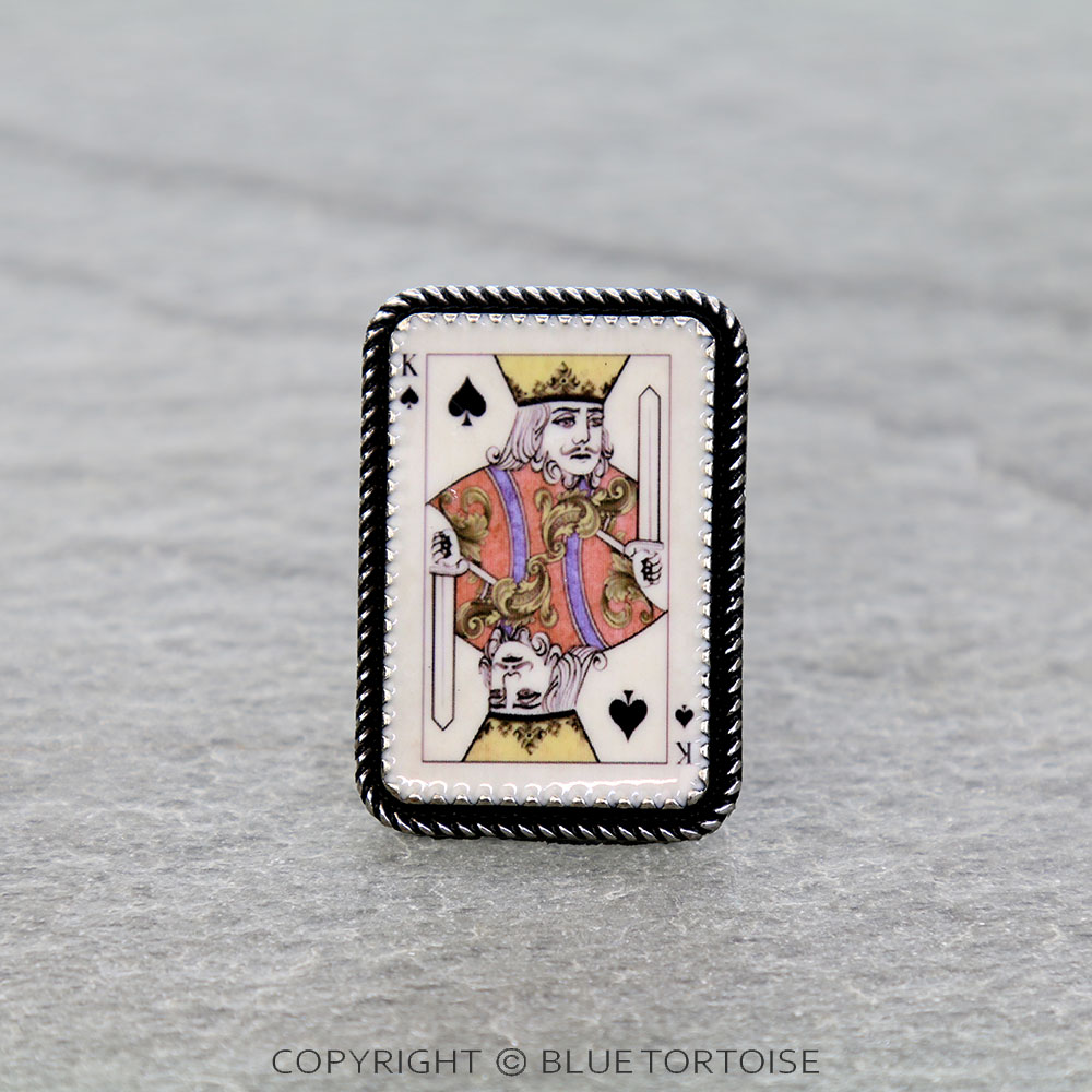 Western Vintage Spade King Card Cuff Ring