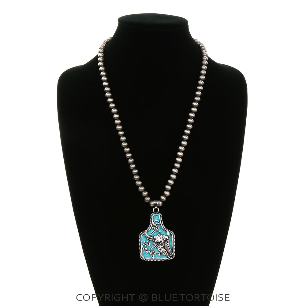 Western Steer Skull Stone Necklace - Image 2