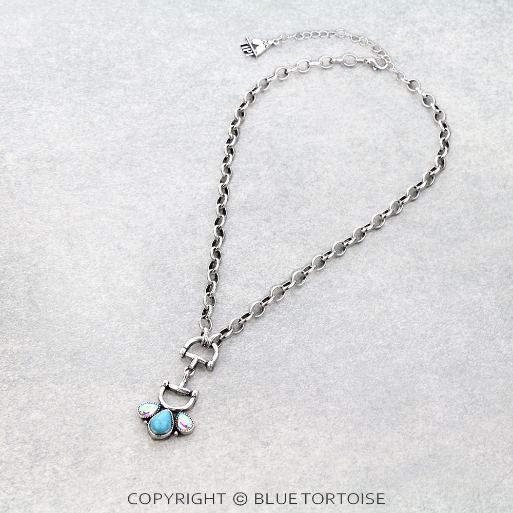 Western Horsebit Stone Necklace