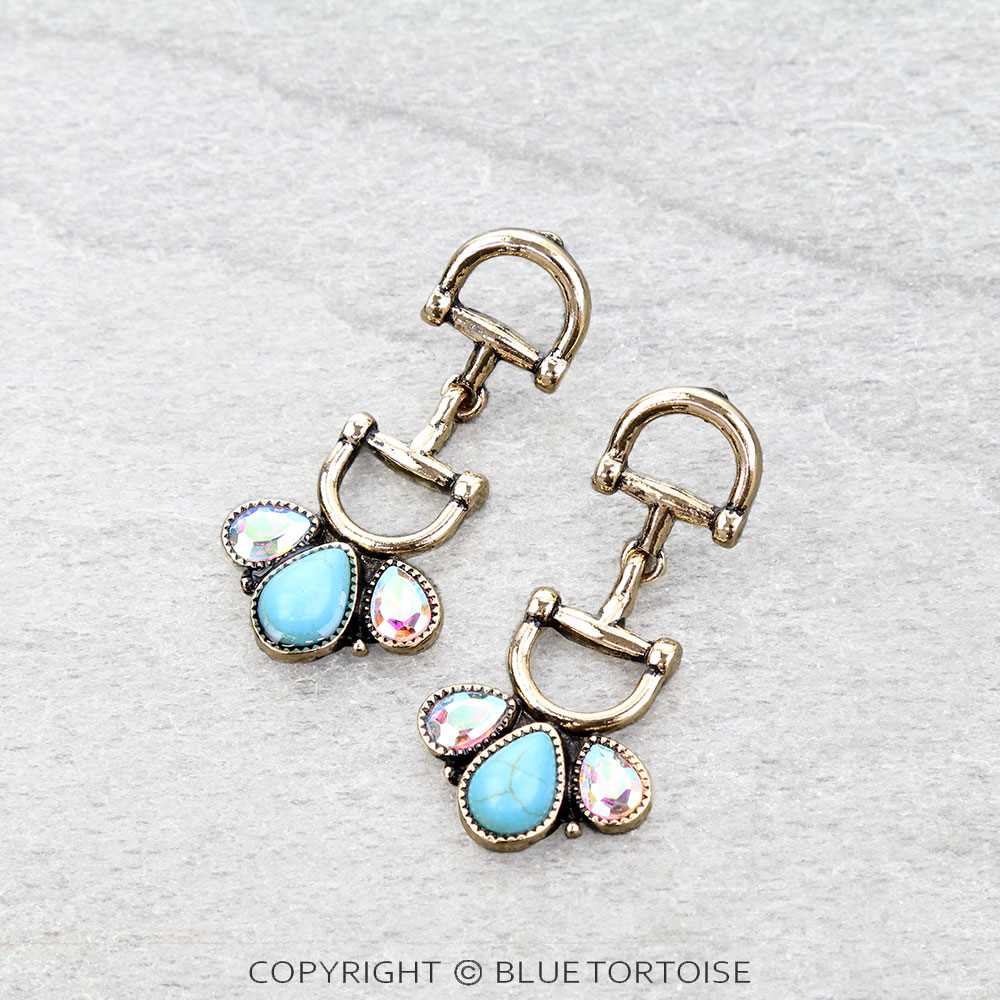 Western Horsebit Stone Stud Earrings