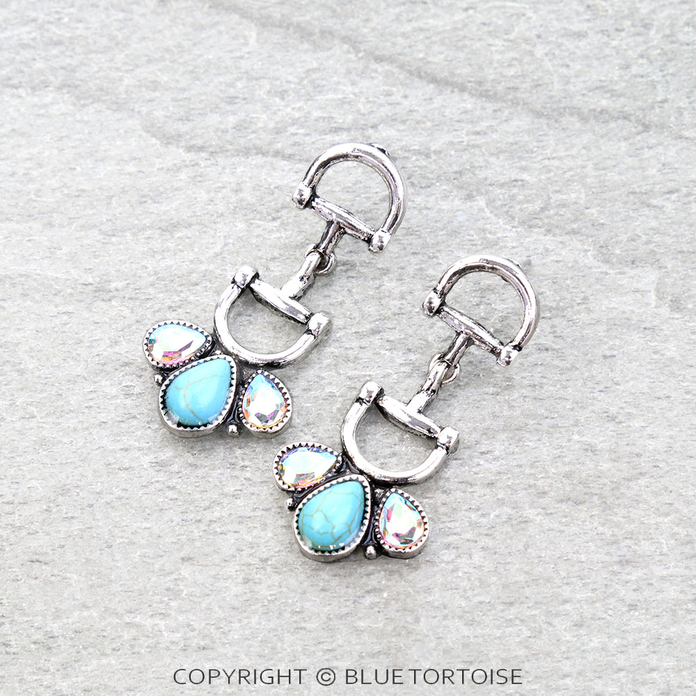 Western Horsebit Stone Stud Earrings