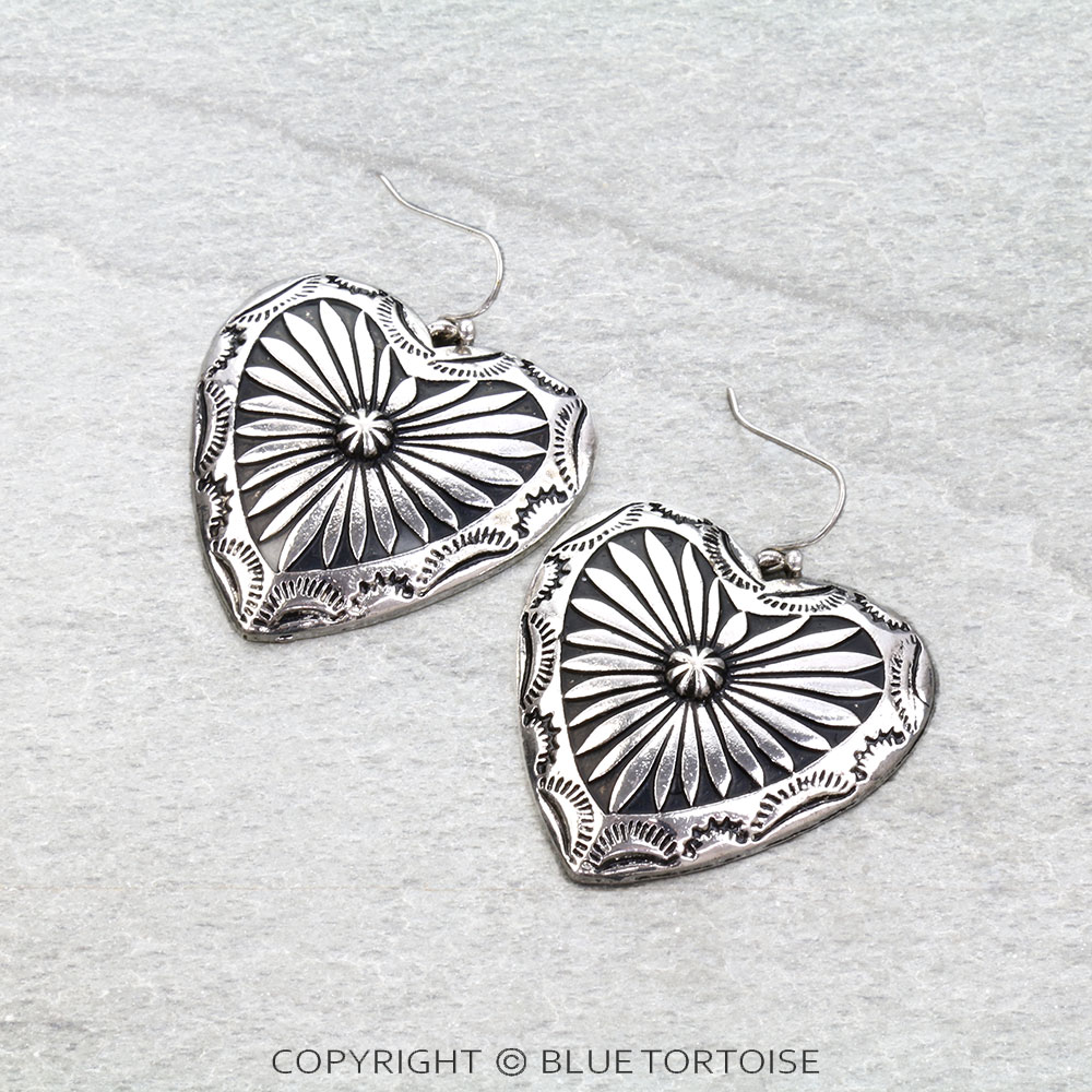 Western Heart Concho Dangle Earrings