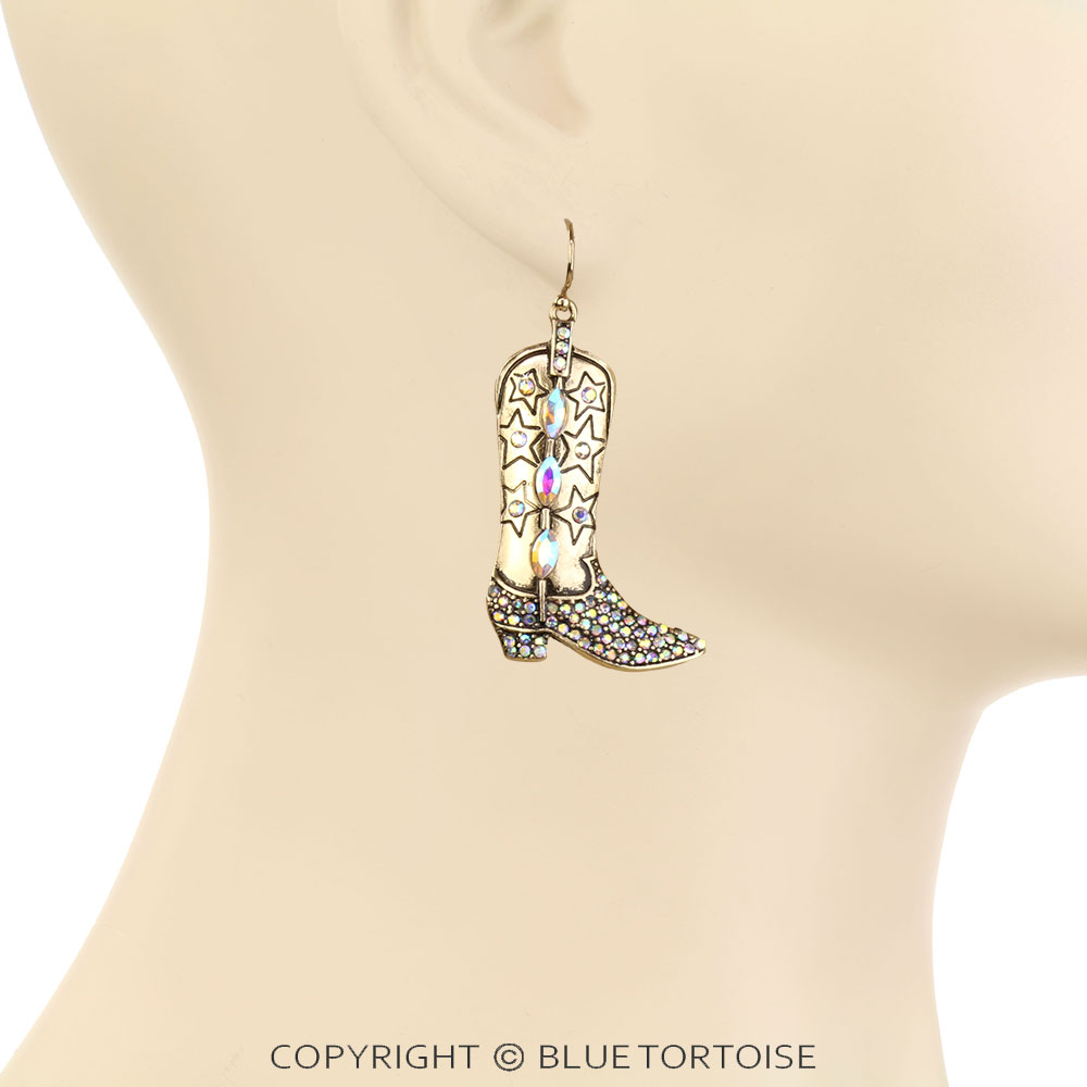 Western Cowboy Boot Dangle Earrings - Image 2