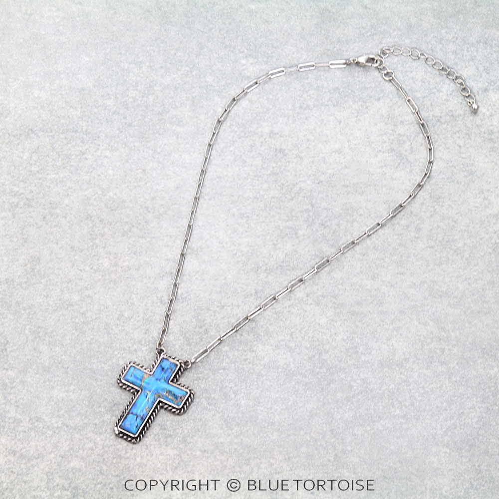 Western Cross Stone Necklace