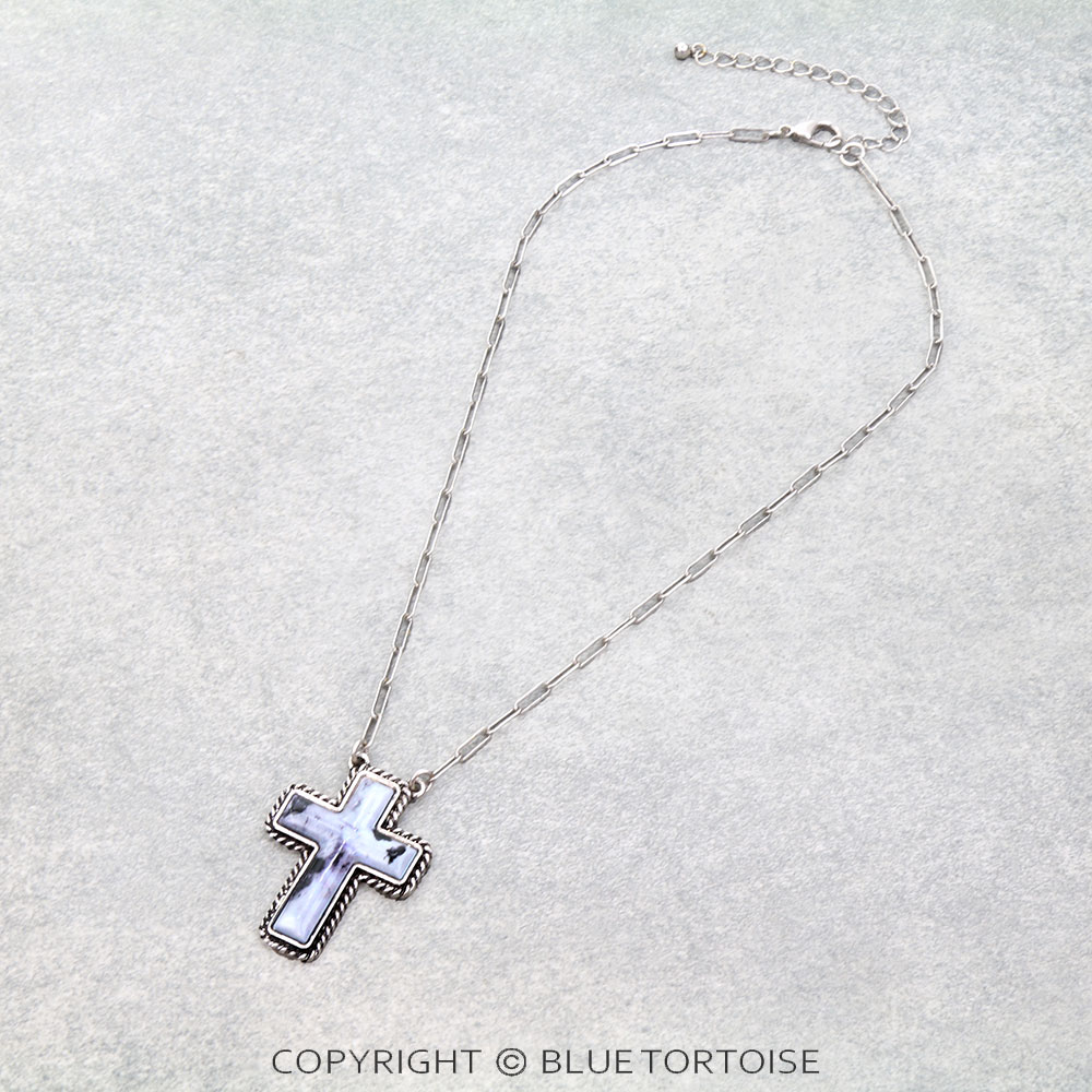 Western Cross Stone Necklace