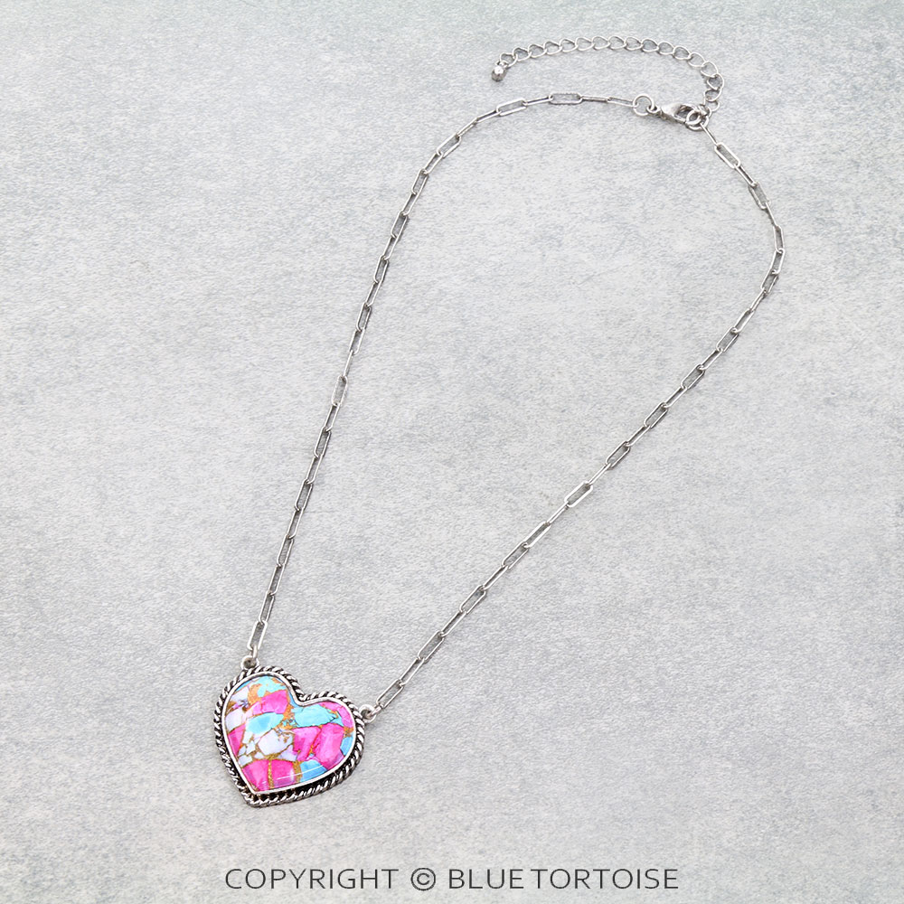 Western Heart Stone Necklace
