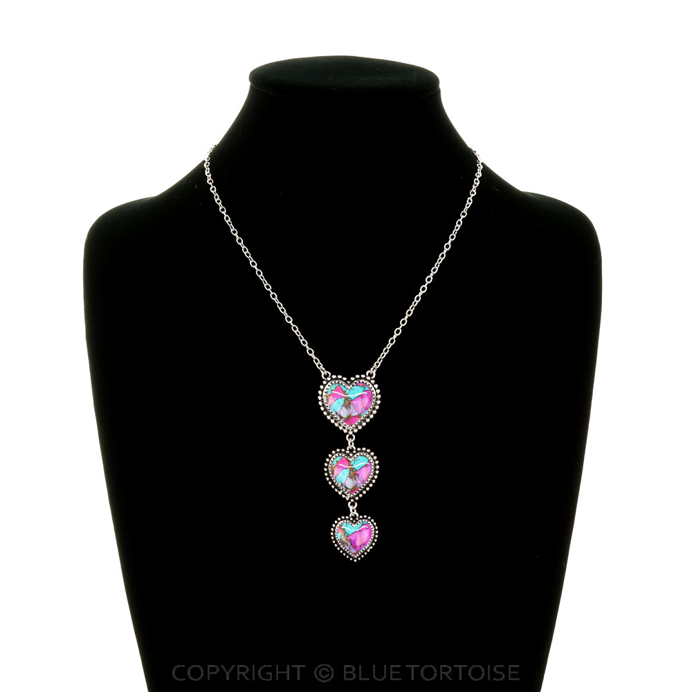 Western Heart Stone Drop Necklace - Image 2