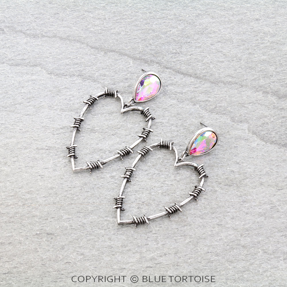 Western Barbed Wire Heart Stud Earrings