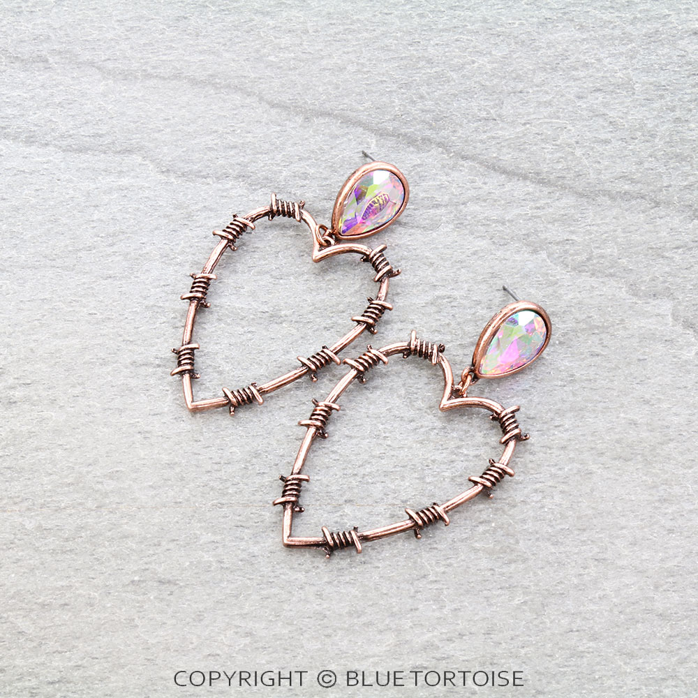 Western Barbed Wire Heart Stud Earrings