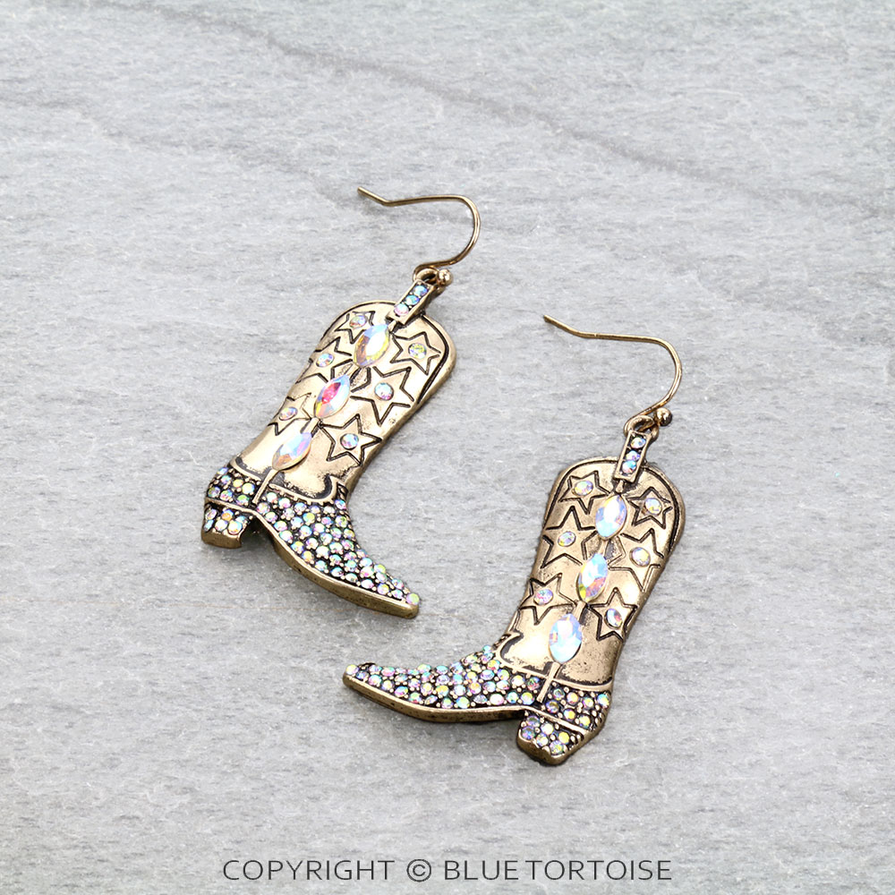 Western Cowboy Boot Dangle Earrings