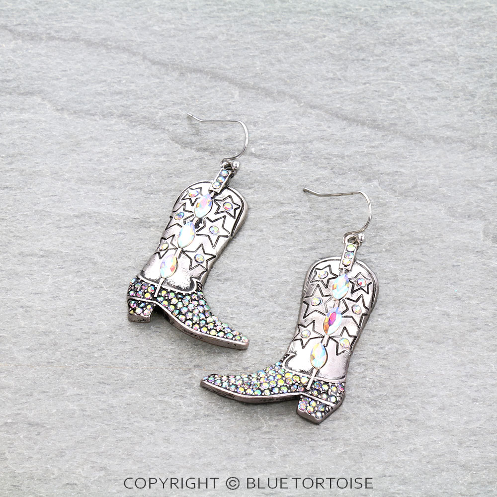 Western Cowboy Boot Dangle Earrings