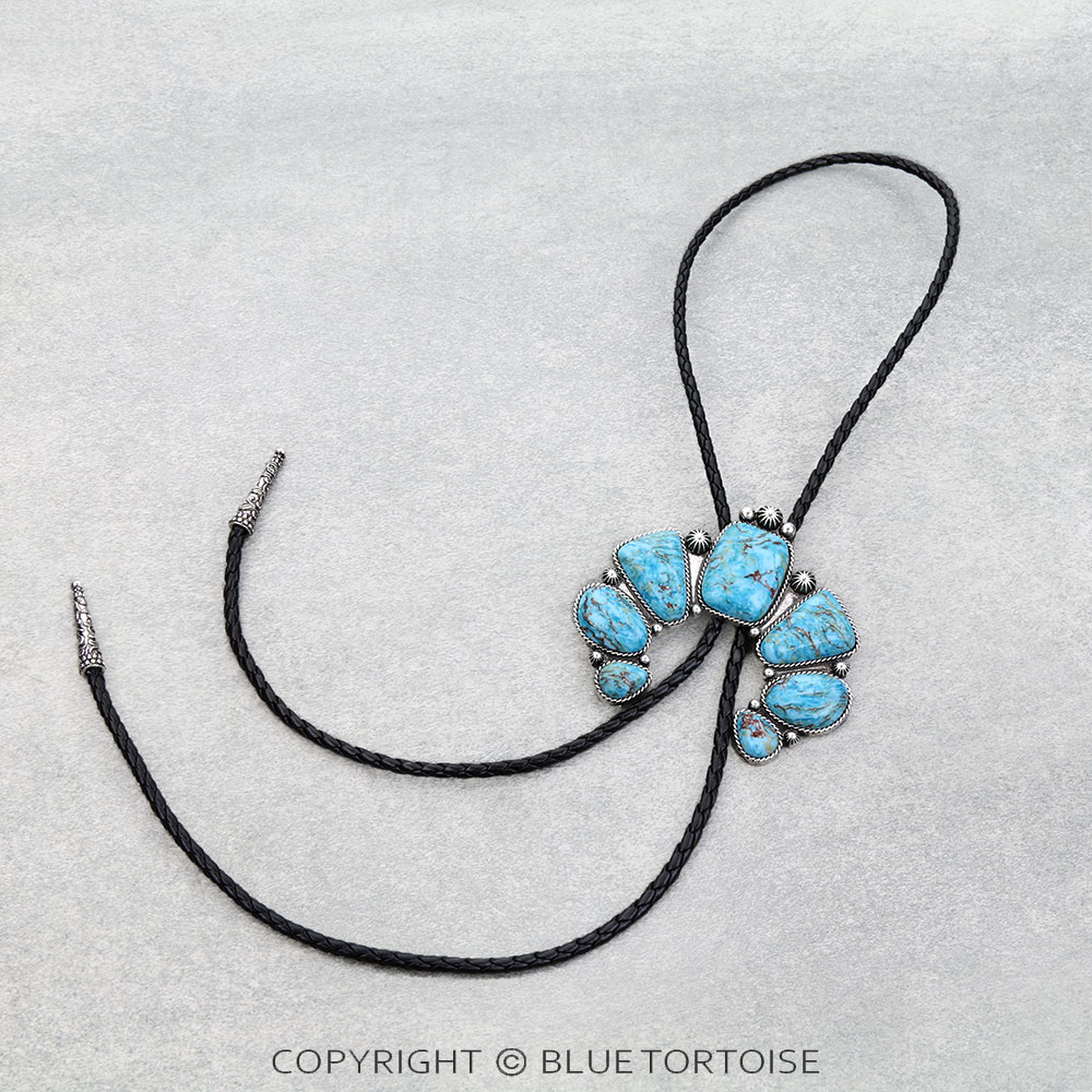 Western Squash Blossom Hand Stone Bolo Necklace