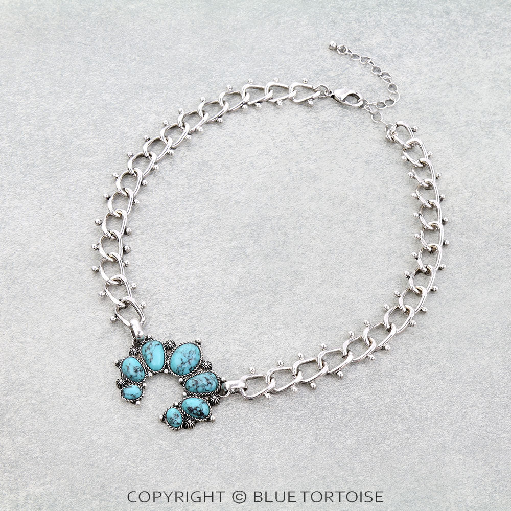 Western Squash Blossom Hand Stone Necklace