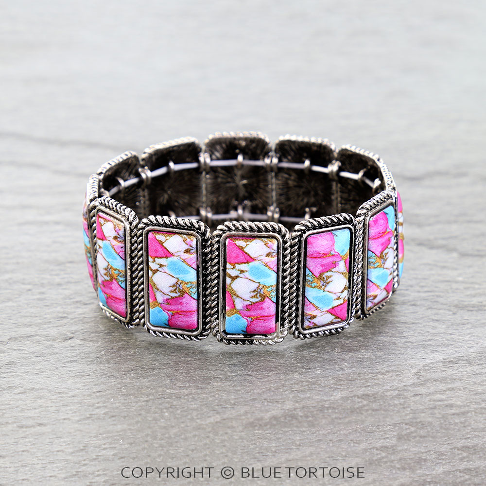 Western Bar Stone Stretch Bracelet