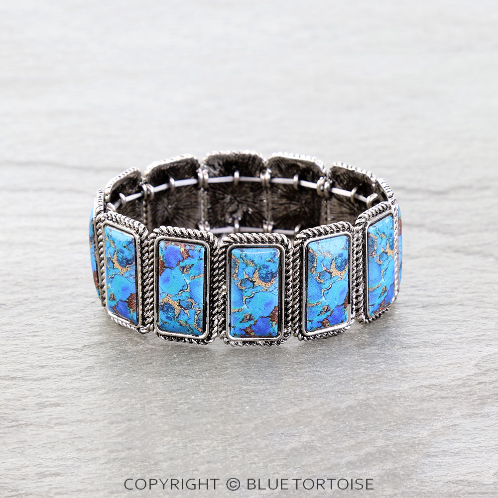 Western Bar Stone Stretch Bracelet