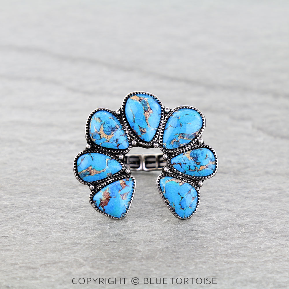 Western Squash Blossom Stone Stretch Ring