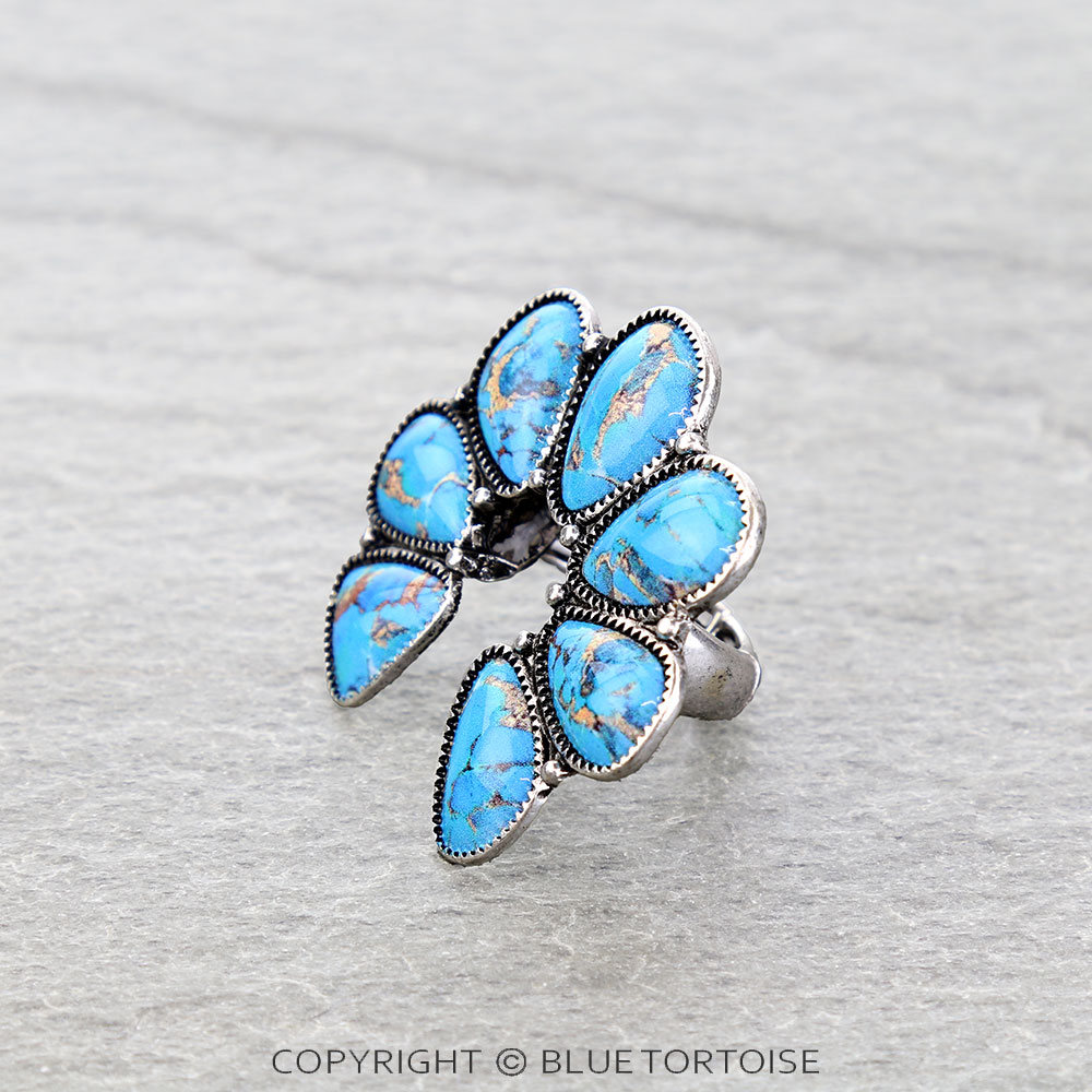 Western Squash Blossom Stone Stretch Ring - Image 2