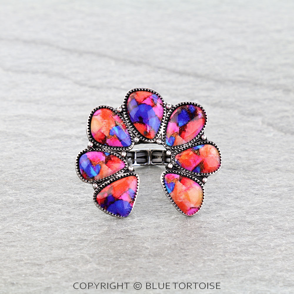 Western Squash Blossom Stone Stretch Ring