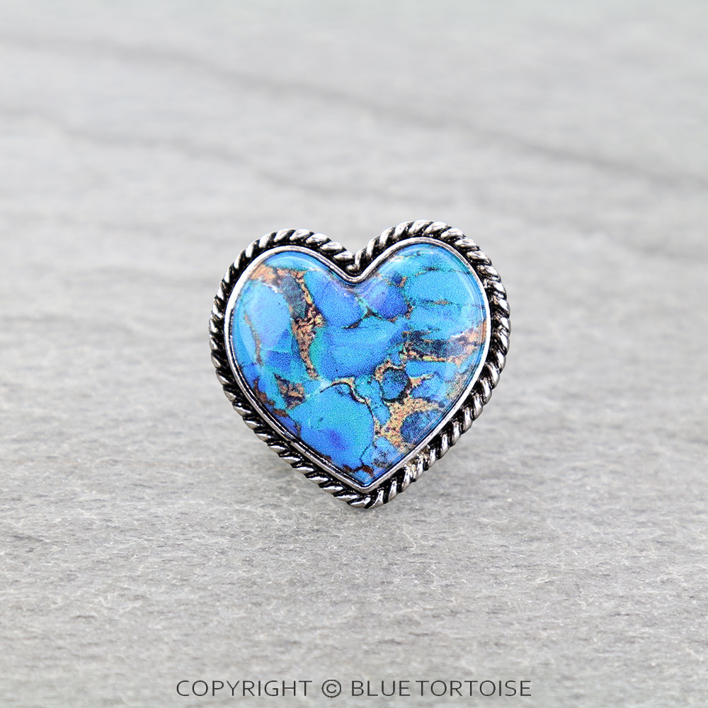 Western Heart Stone Stretch Ring
