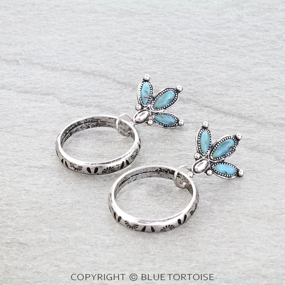 Western Round Hand Stone Stud Earrings