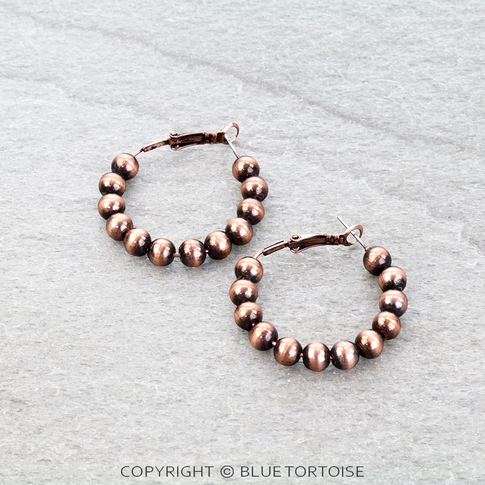 1.25" Navajo Style Pearl Hoop Earrings