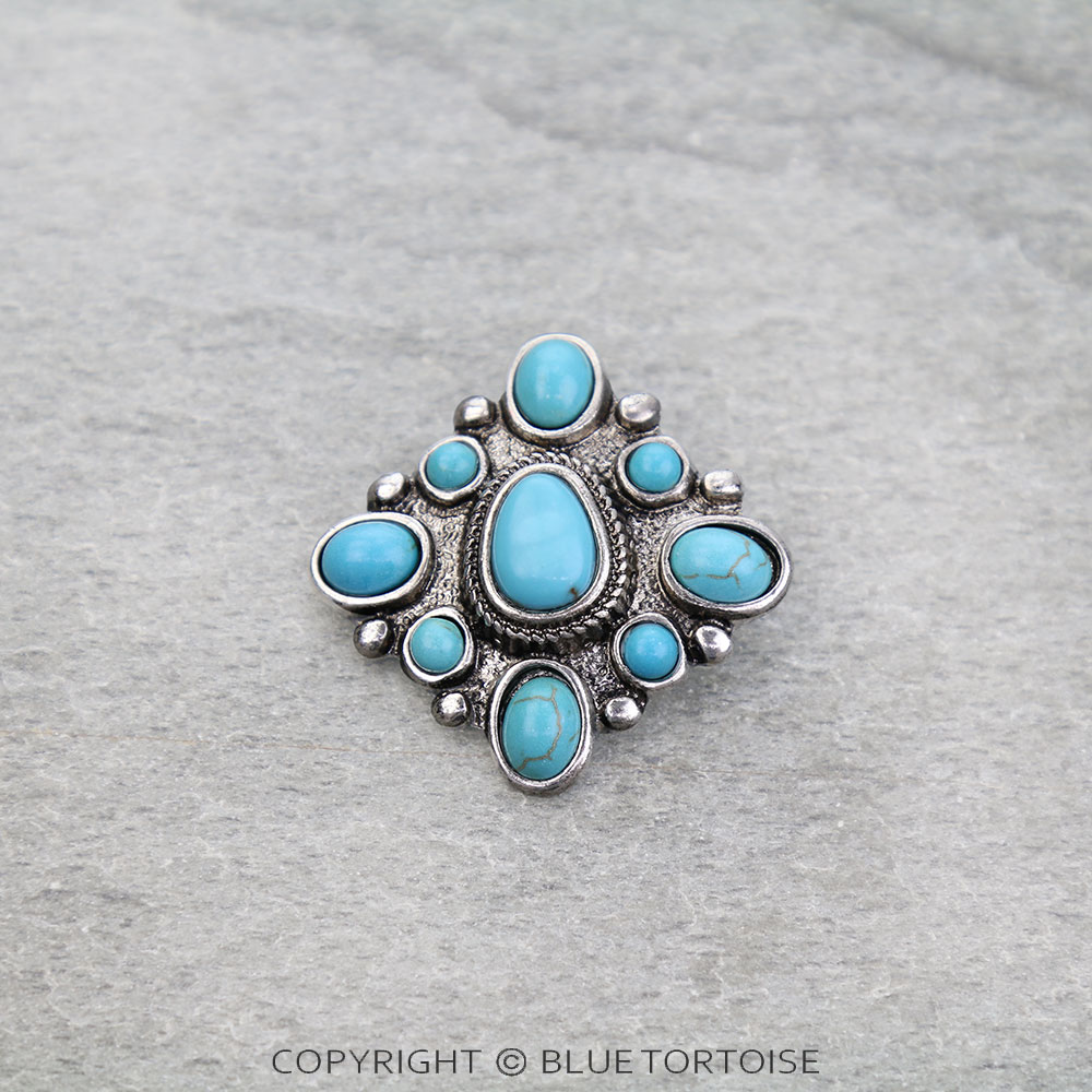 Western Oval Stone Brooch Pin