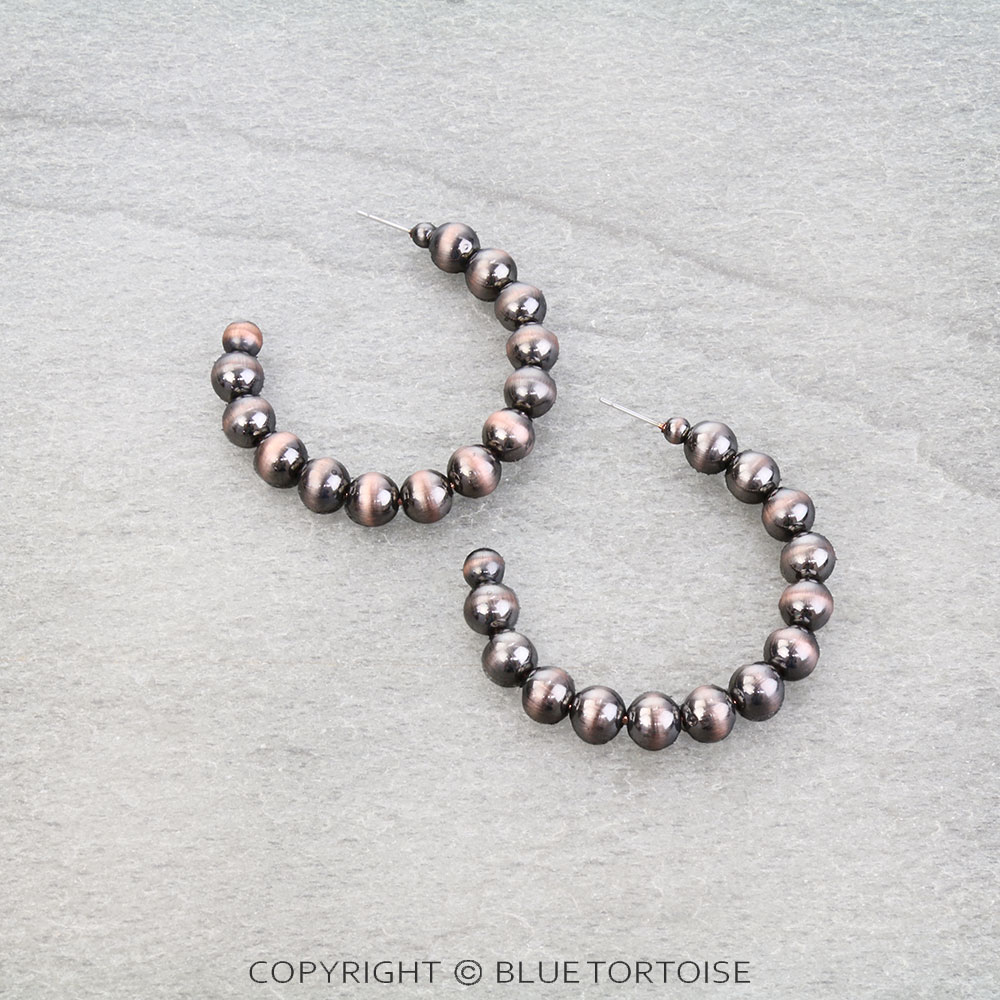 Navajo Style Pearl Hoop Earrings