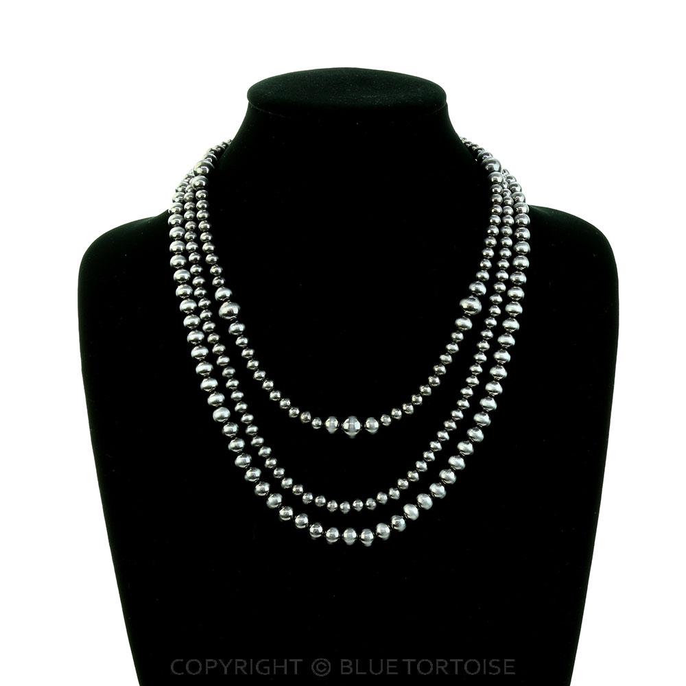 Navajo Style Pearl 3 Layered Necklace - Image 2