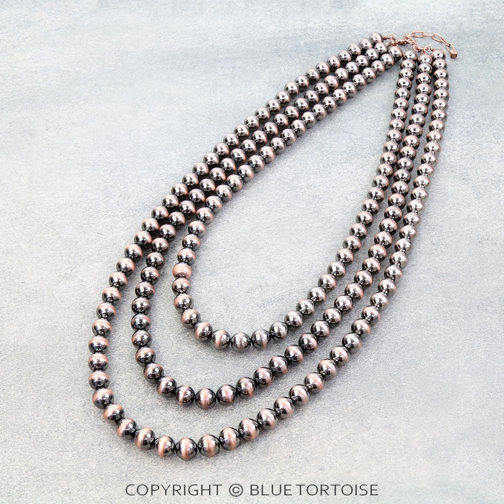 Navajo Style Pearl 3 Layered Necklace