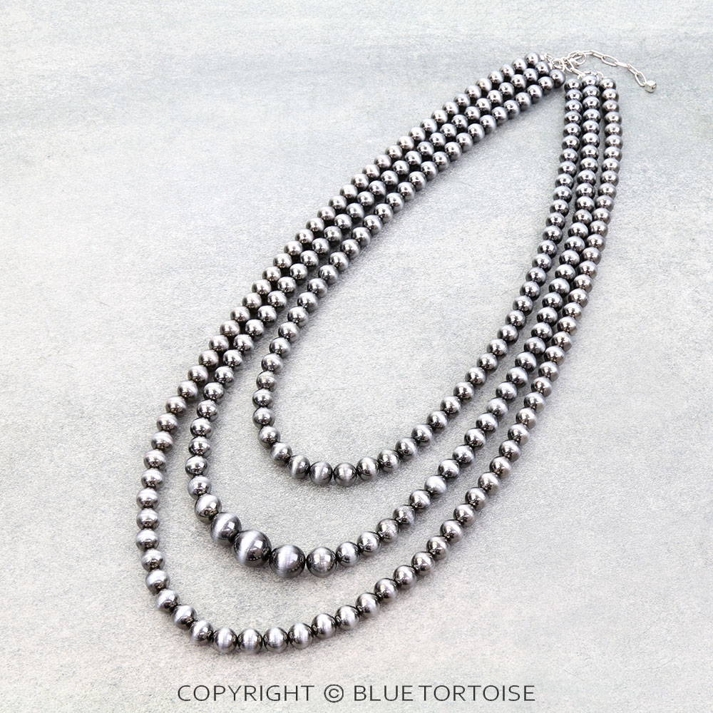 Navajo Style Pearl 3 Layered Necklace