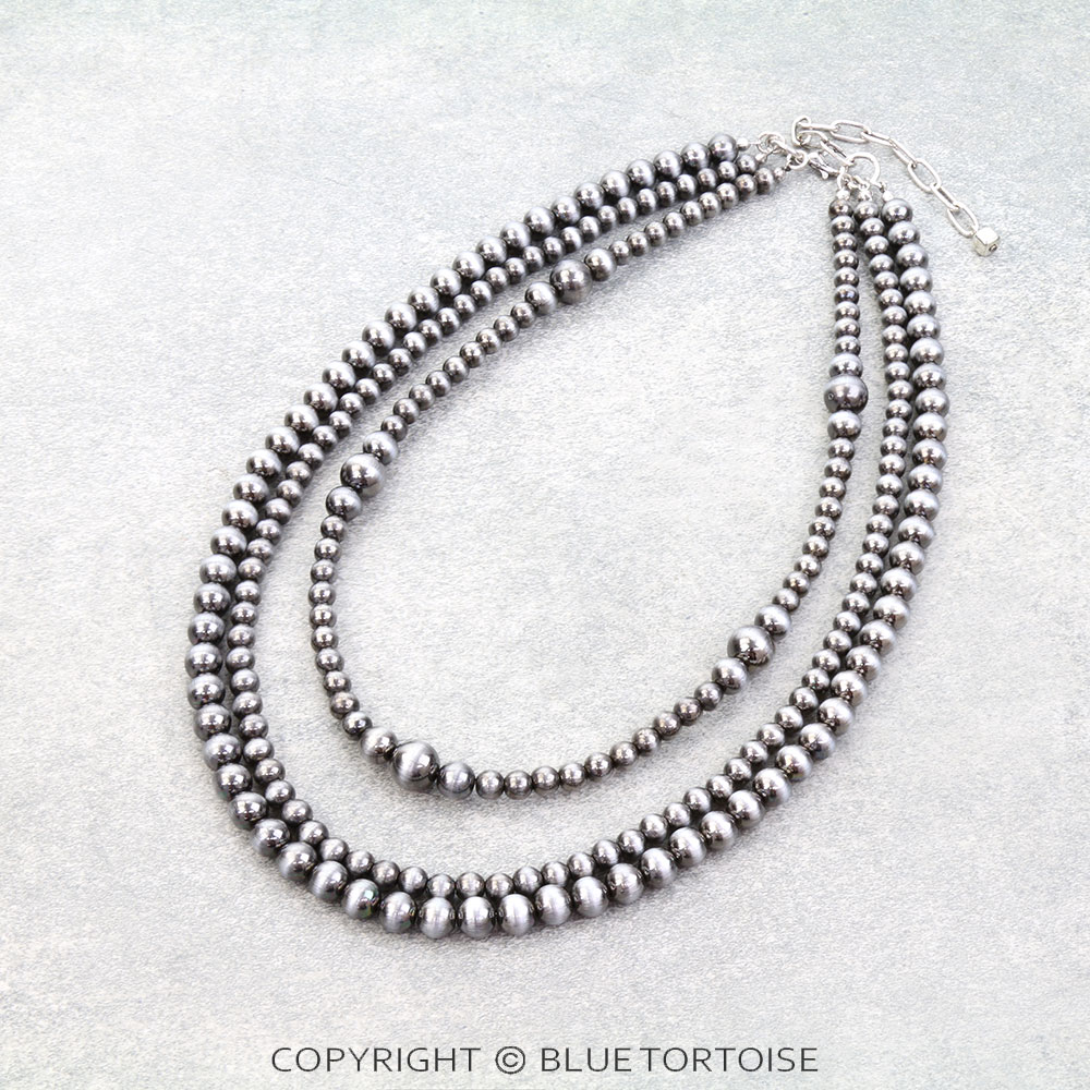 Navajo Style Pearl 3 Layered Necklace